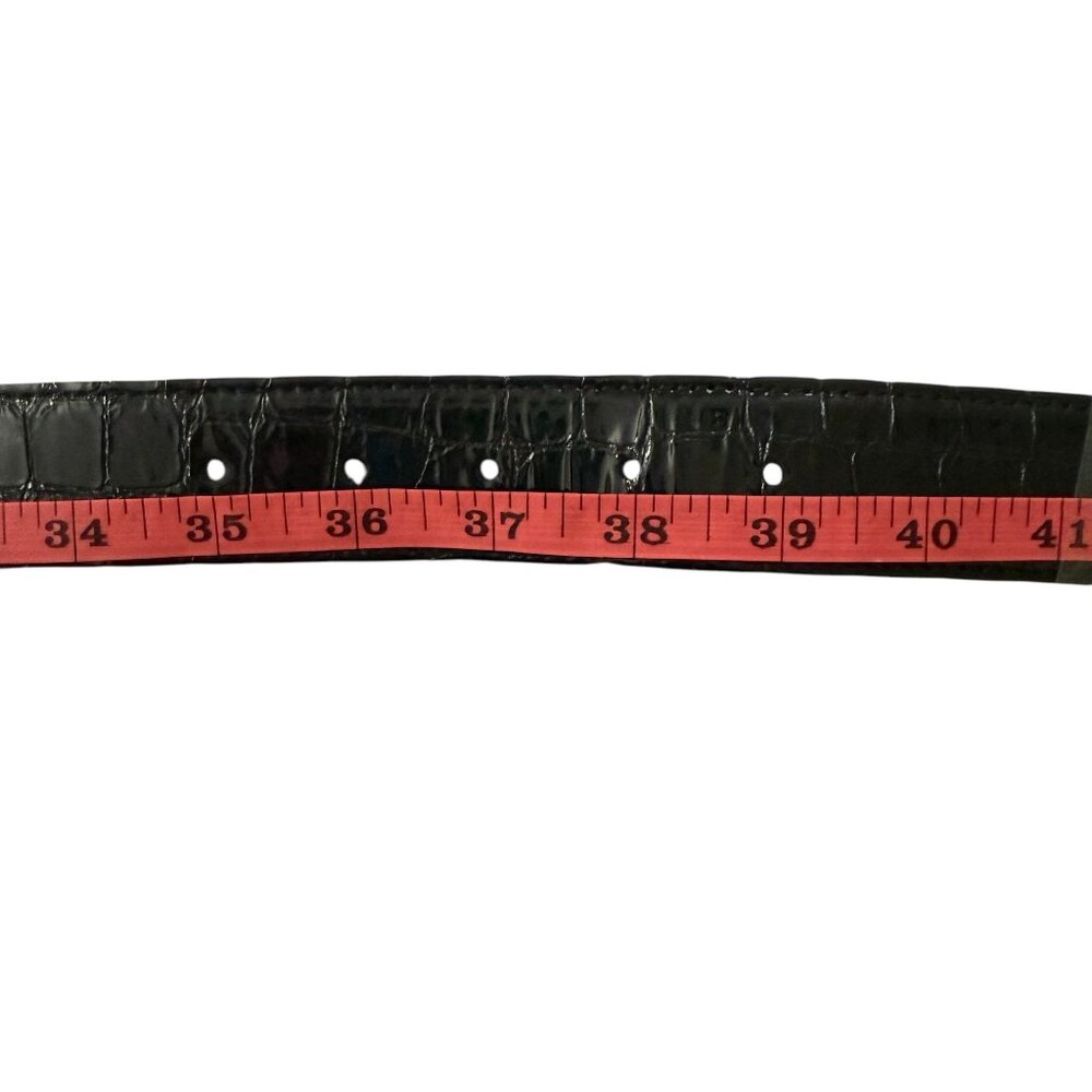Vintage Brighton Empire Lace Black Croc Embossed Patent Leather Belt Crystals - Picture 10 of 16